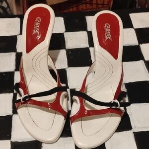 Carlos by Carlos Santana White, Red & Black Women's Slip-On Mules